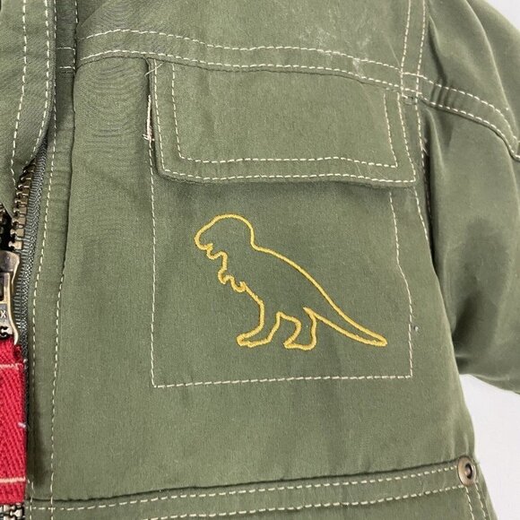 Greendog Baby Toddler  18 Month Olive Green Dino Jacket Coat Missing Good - Picture 2 of 7